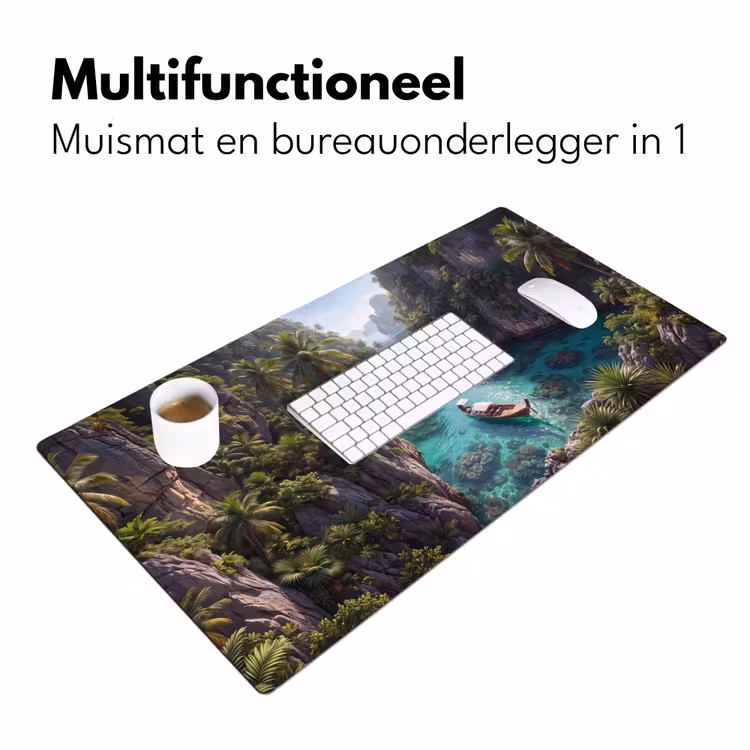 Eiland - Tropisch - Water - Palmbomen - Natuur Muismat XXL klein -sfeer4