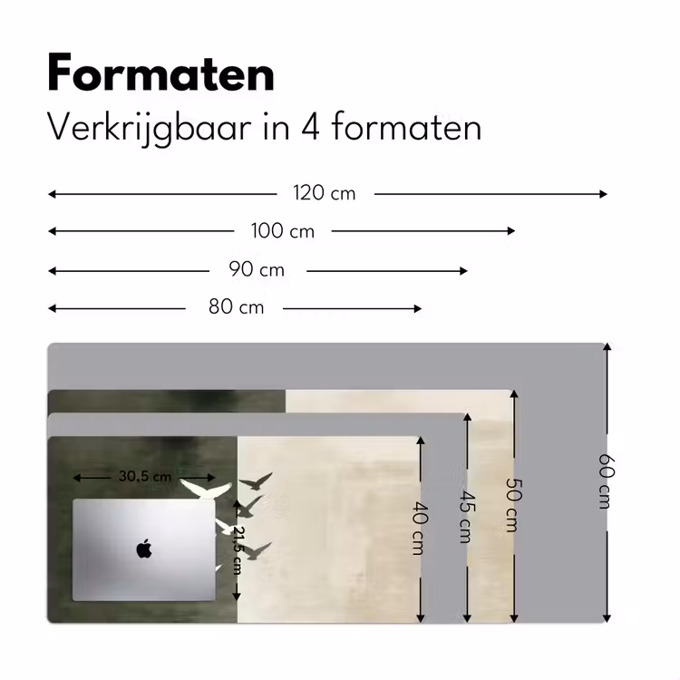 Japandi - Vogel - Groen Muismat XXL klein -sfeer5