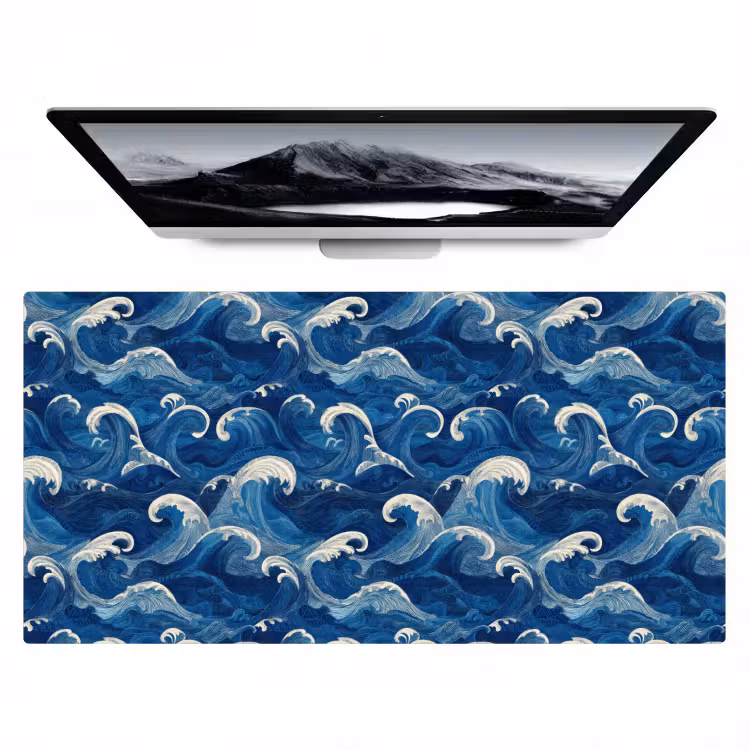 Japans - Oceaan - Golven - Blauw Muismat XXL klein 681 -zzz3d