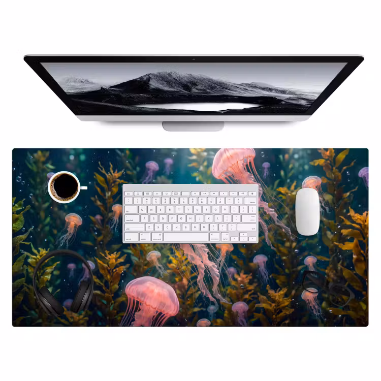 Kwal - Roze - Onderwater - Zeeleven - Dieren Muismat XXL klein -3d