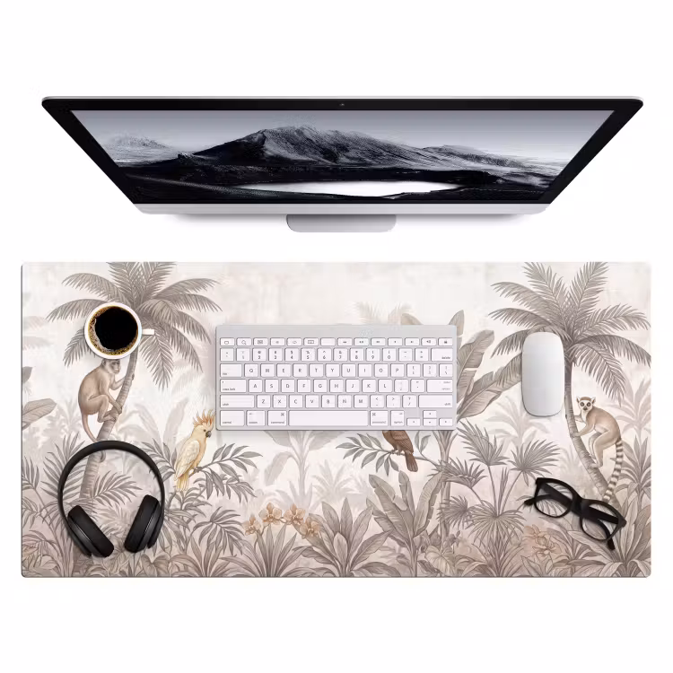 Jungle - Dieren - Palmbomen Muismat XXL klein -3d