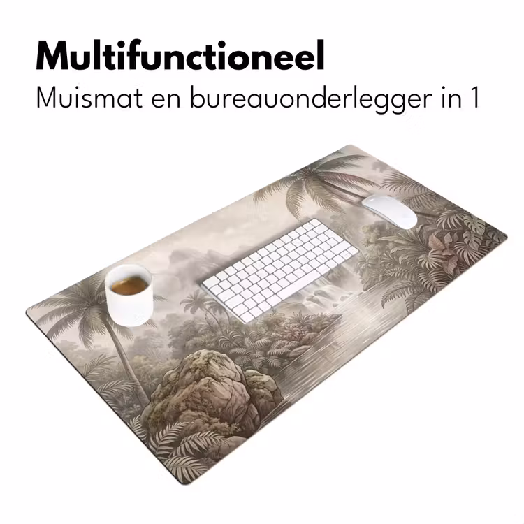 Jungle - Watervallen - Tropisch - Illustratie Muismat XXL klein -sfeer4