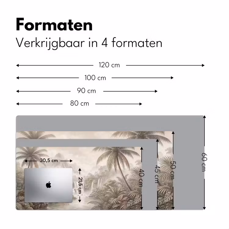 Jungle - Watervallen - Tropisch - Illustratie Muismat XXL klein -sfeer5
