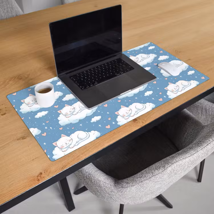 Kitten - Wolken - Blauw Muismat XXL klein 681 -sfeer1