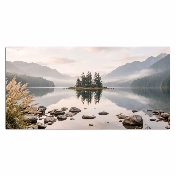 Meer - Bergen - Landschap - Groen Muismat XXL klein -3d_leeg