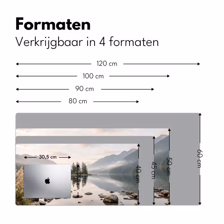 Meer - Bergen - Landschap - Groen Muismat XXL klein -sfeer5