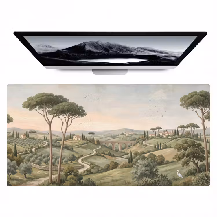 Landschap - Heuvels - Zandpad - Groen Muismat XXL klein -zzz3d