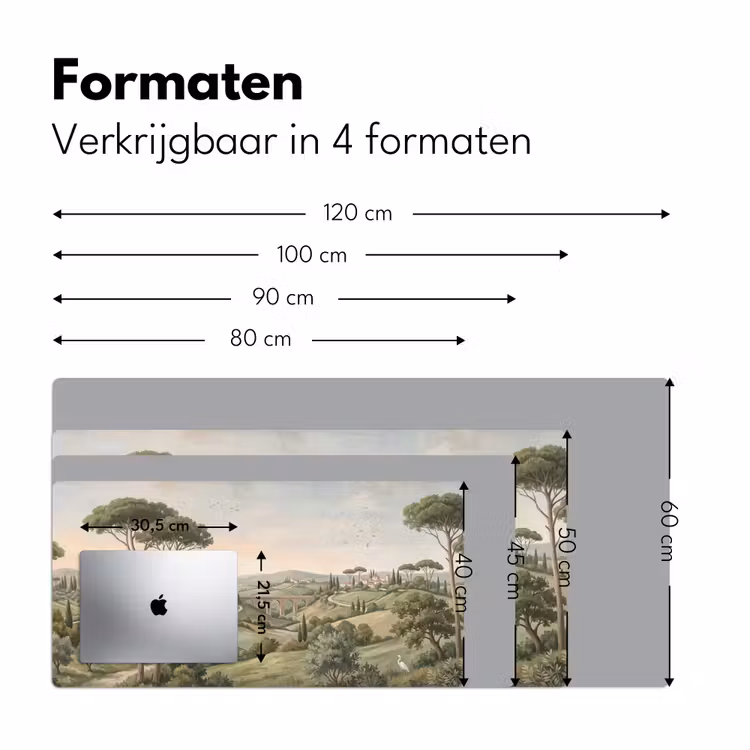 Landschap - Heuvels - Zandpad - Groen Muismat XXL klein -sfeer5