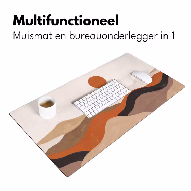 Landschap - Heuvels - Zon - Abstract - Oranje Muismat XXL klein -sfeer4