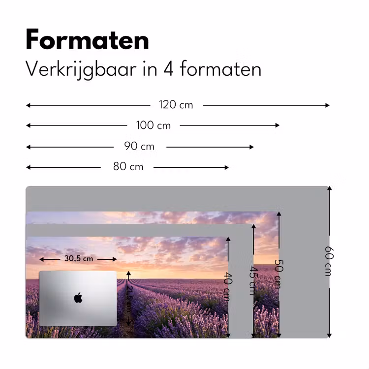 Landschap - Lavendelveld - Paars Muismat XXL klein -sfeer5