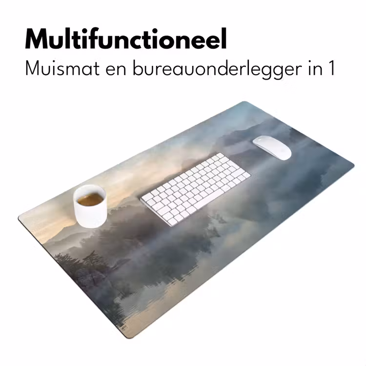 Landschap - Bergen - Mist - Water - Natuur Muismat XXL klein -sfeer4