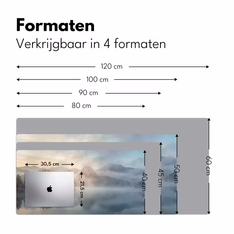 Landschap - Bergen - Mist - Water - Natuur Muismat XXL klein -sfeer5