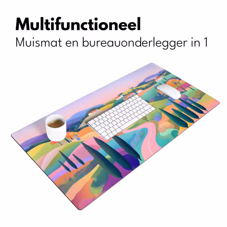 Landschap - Paars - Pastel - Huizen Muismat XXL klein -sfeer4