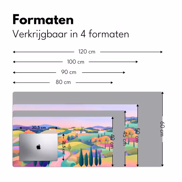 Landschap - Paars - Pastel - Huizen Muismat XXL klein -sfeer5