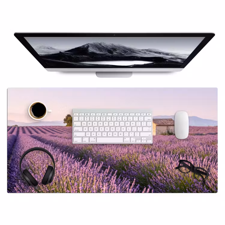 Lavendel - Landschap - Sereen - Paars Muismat XXL klein -3d
