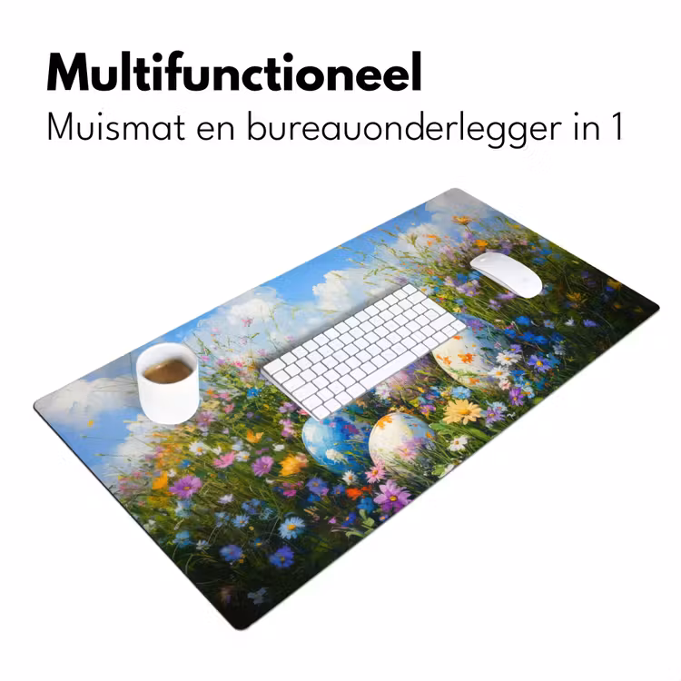 Grasveld - Eieren - Bloemen Muismat XXL klein -sfeer4