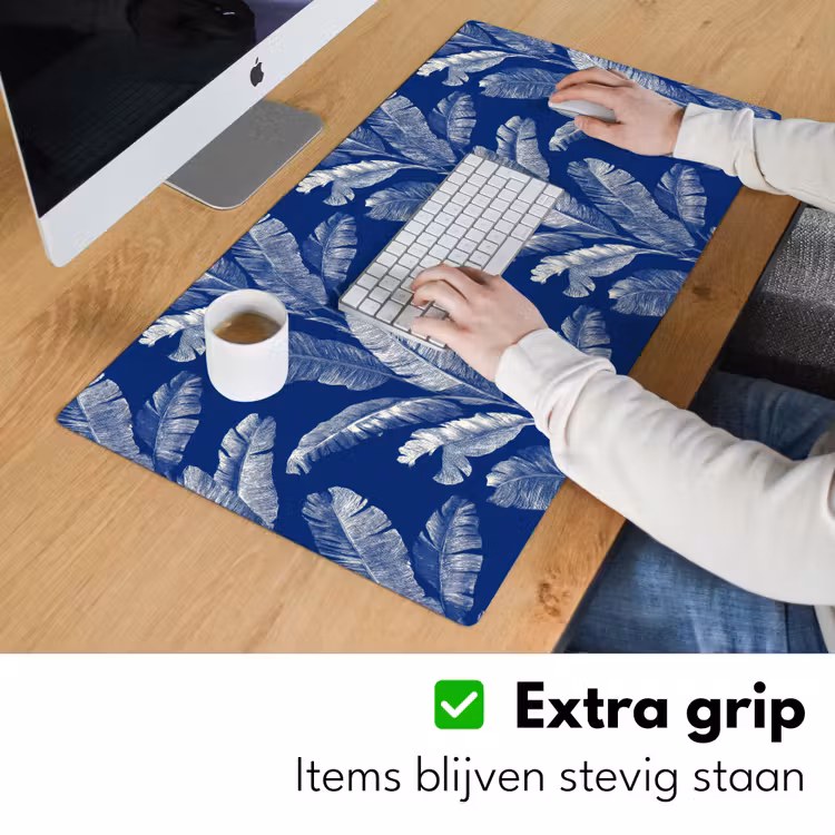 Blad - Palm - Blauw Muismat XXL klein 681 -sfeer3