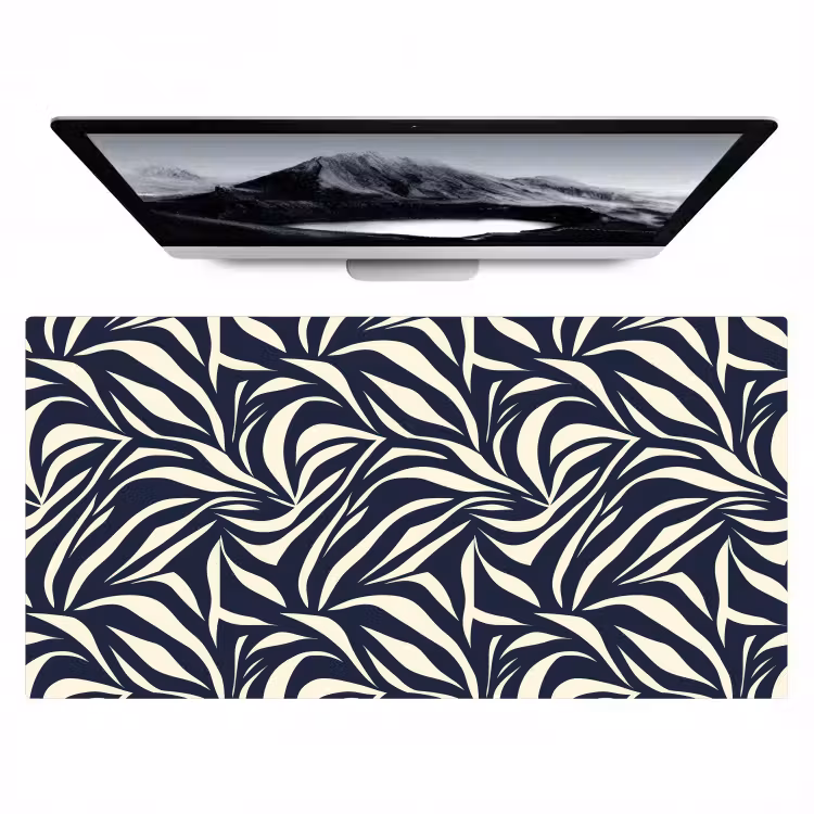 Bladvormen - Blauw - Patroon - Wit Muismat XXL klein 681 -zzz3d