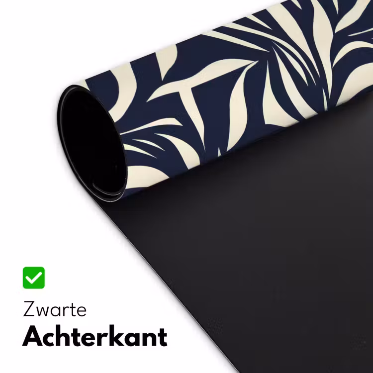 Bladvormen - Blauw - Patroon - Wit Muismat XXL klein 681 -sfeer2