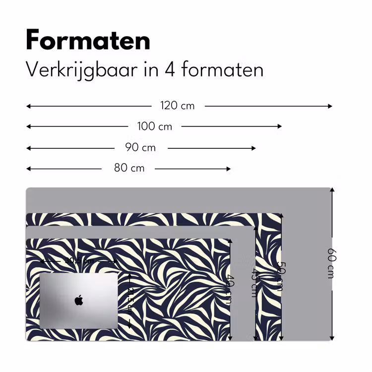 Bladvormen - Blauw - Patroon - Wit Muismat XXL klein 681 -sfeer5