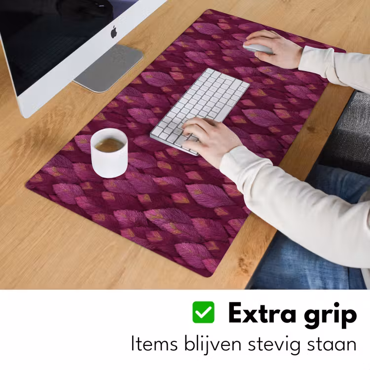 Bladeren - Patroon - Burgundy Muismat XXL klein 681 -sfeer3