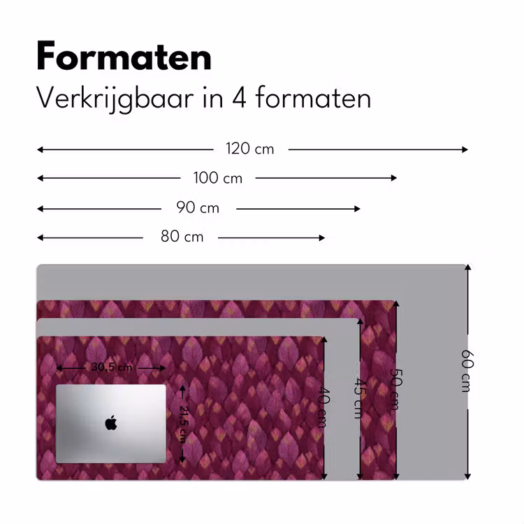 Bladeren - Patroon - Burgundy Muismat XXL klein 681 -sfeer5