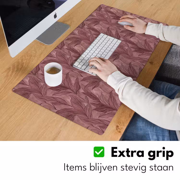 Bladeren - Patroon - Paars Muismat XXL klein 681 -sfeer3