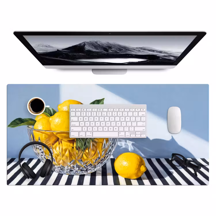 Desk Mat - Lemons - Fruit - Yellow - Citroenen - Fruit - Geel Muismat XXL klein