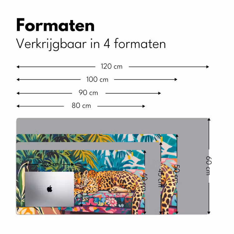 Luipaard - Kleurrijk - Tropisch Muismat XXL klein -sfeer5