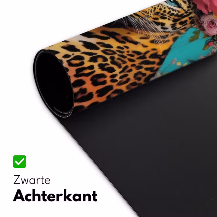 Luipaard - Bloemen - Kroon Muismat XXL klein -sfeer2