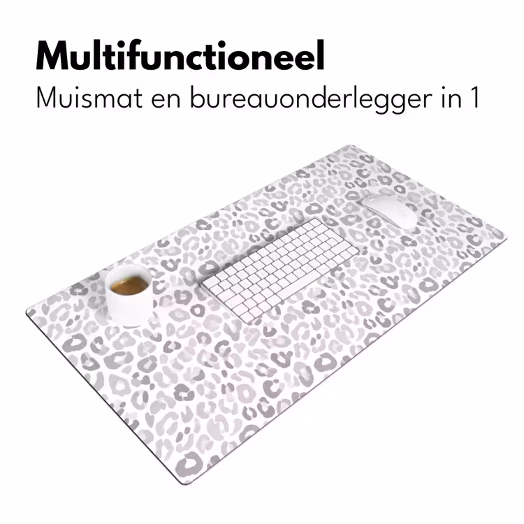 Luipaard - Motief - Grijs Muismat XXL klein 681 -sfeer4