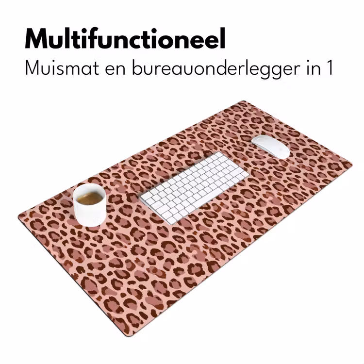 Luipaard - Patroon - Roze Muismat XXL klein 681 -sfeer4