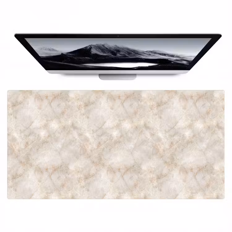 Lichtbeige - Goudbruine Nerven - Marmer Muismat XXL klein 681 -zzz3d