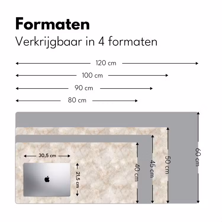 Lichtbeige - Goudbruine Nerven - Marmer Muismat XXL klein 681 -sfeer5
