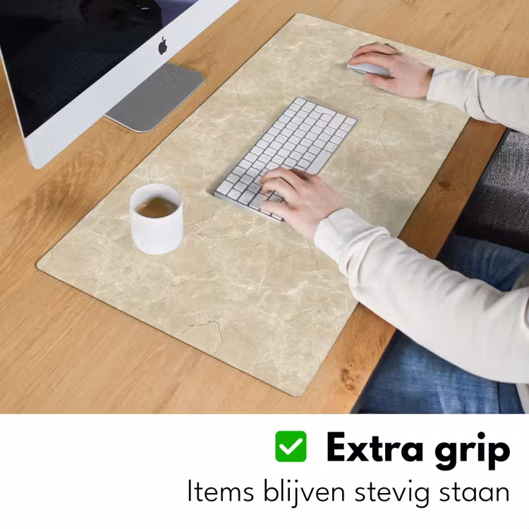 Lichtbeige - Marmer - Diffusie adering Muismat XXL klein 681 -sfeer3