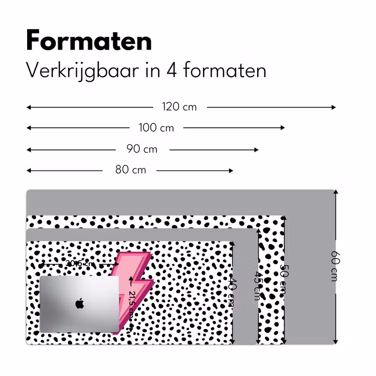 Bliksem - Roze - Stippen Muismat XXL klein -sfeer5