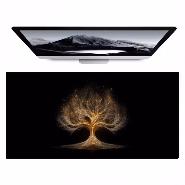 Lichtjes - Boom - Abstract - Zwart Muismat XXL klein -zzz3d