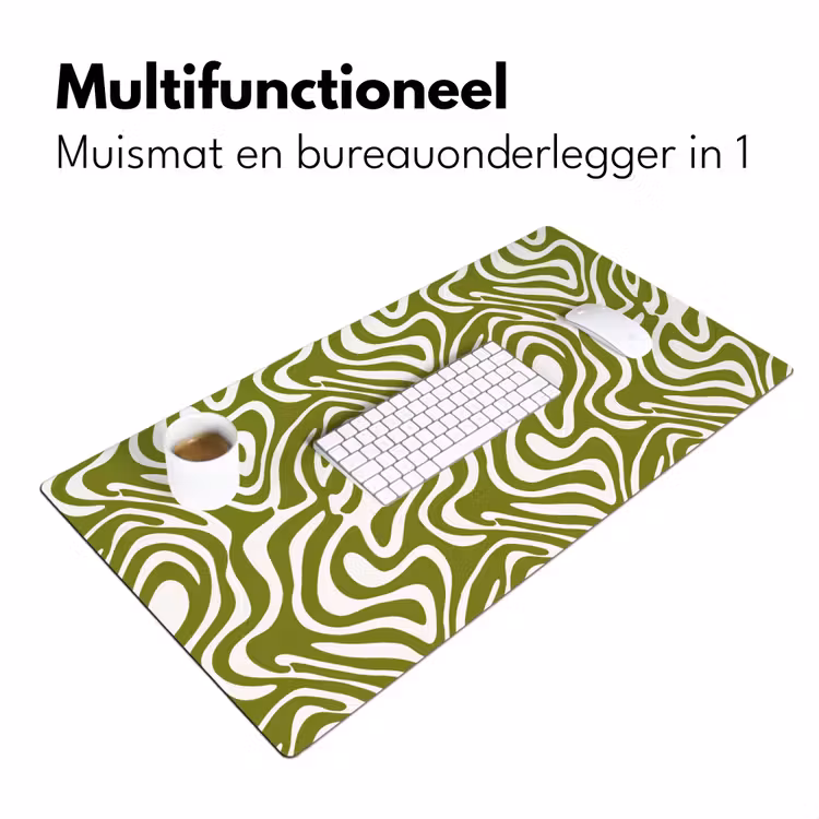 Lijnpatroon - Groen - Organisch Muismat XXL klein 681 -sfeer4
