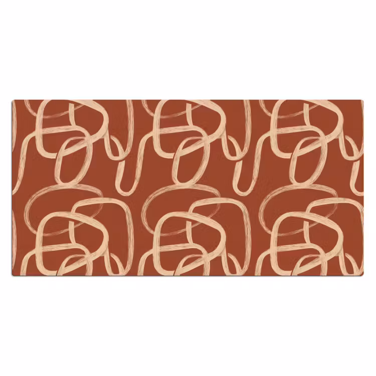 Lijnen - Abstract - Organisch - Terracotta - Crème Muismat XXL klein 681 -3d_leeg