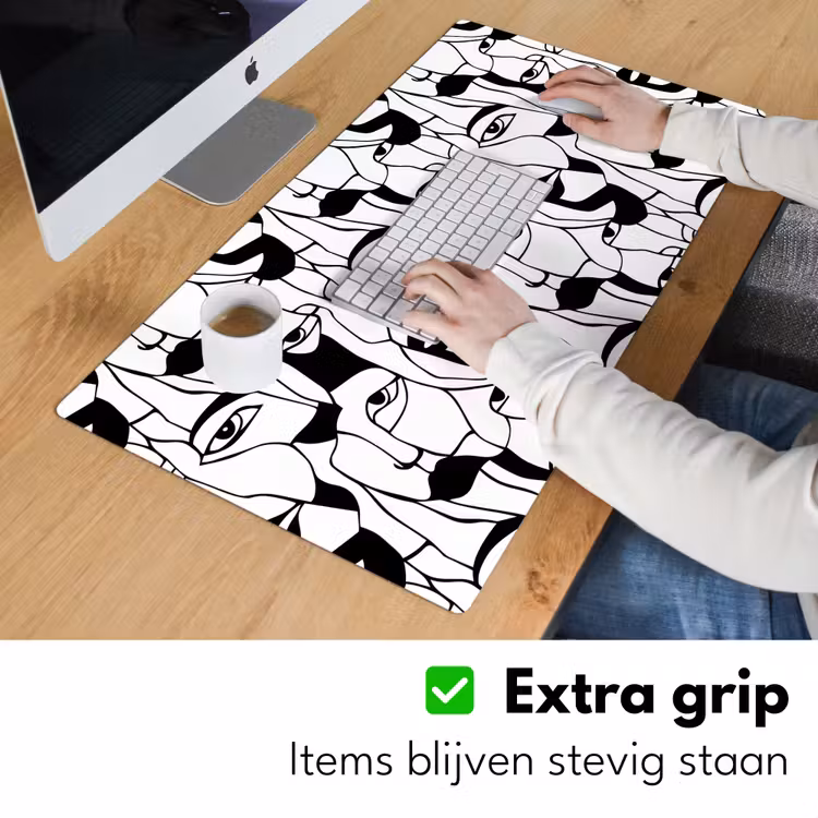 Lijnen - Gezichten - Zwart - Wit Muismat XXL klein 681 -sfeer3