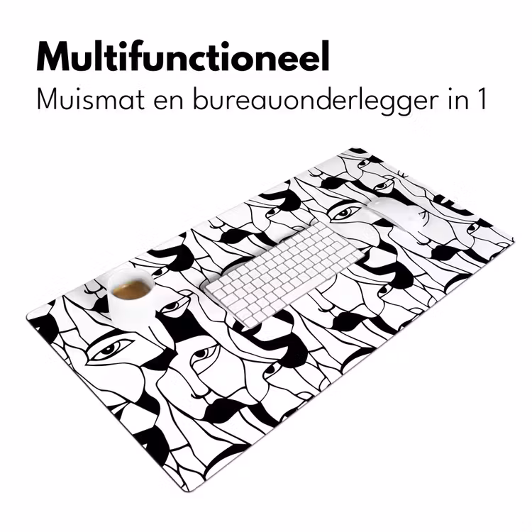 Lijnen - Gezichten - Zwart - Wit Muismat XXL klein 681 -sfeer4