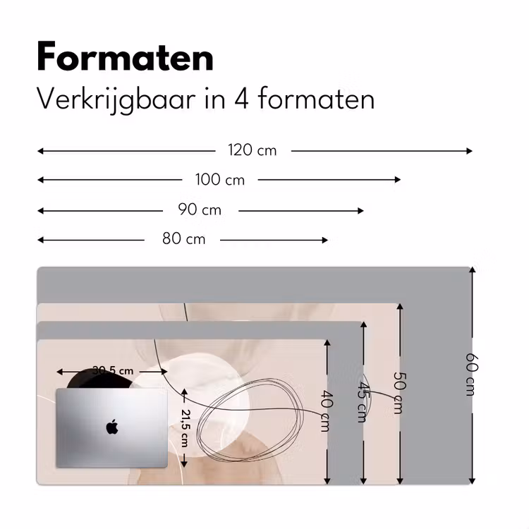 Desk Mat - Lines - Wavy - Art - Lijnen - Golvend - Kunst Muismat XXL klein