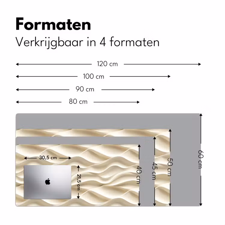 Lijnen - Golvend - Crème Muismat XXL klein 681 -sfeer5