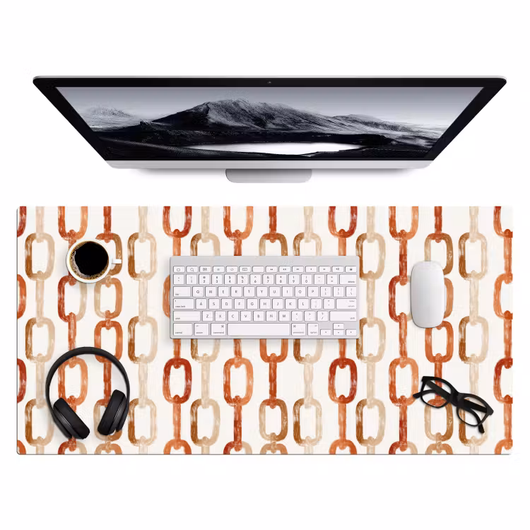 Schakels - Patroon - Aquarel - Terracotta Muismat XXL klein 681 -3d