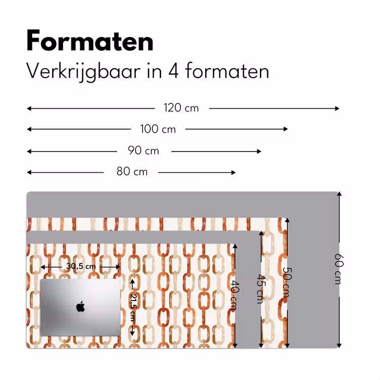 Schakels - Patroon - Aquarel - Terracotta Muismat XXL klein 681 -sfeer5