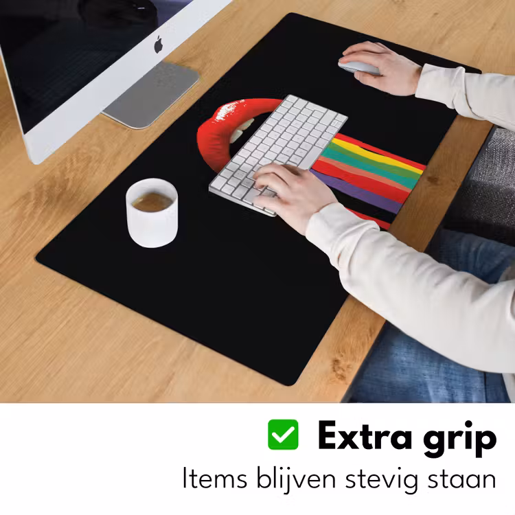 Lippen - Kleuren - Zwart Muismat XXL klein -sfeer3