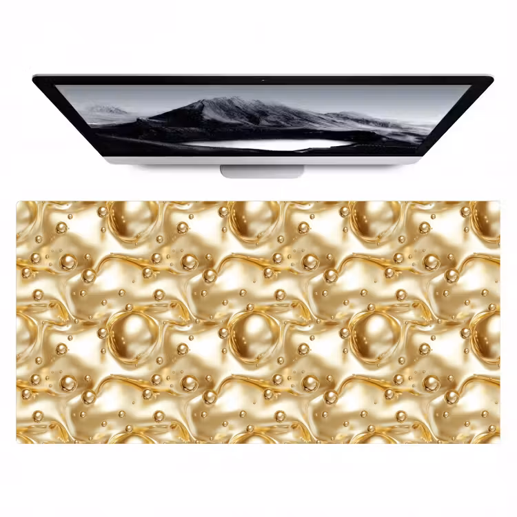 Vloeibaar - Druppels - Goud Muismat XXL klein 681 -zzz3d