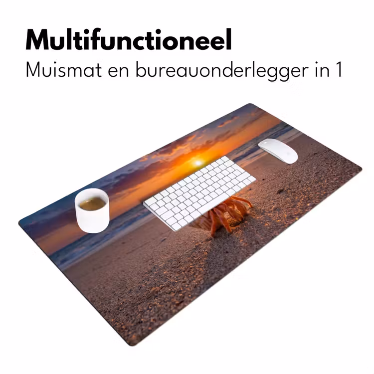 Kreeft - Strand - Natuur - Zonsondergang - Oranje Muismat XXL klein -sfeer4