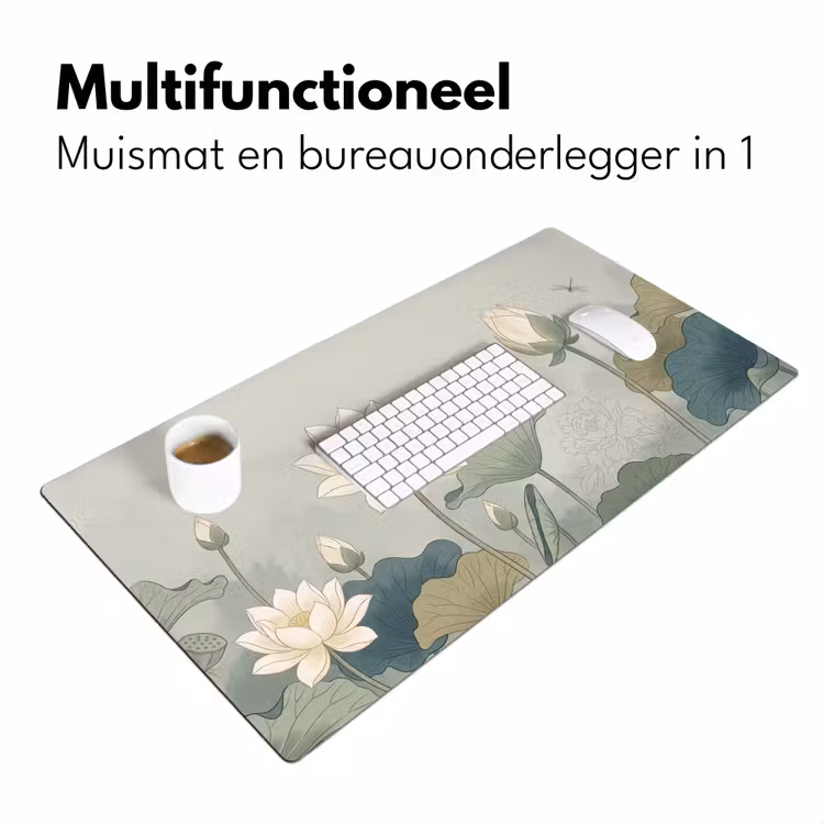 Lotus - Bloemen - Groen Muismat XXL klein -sfeer4