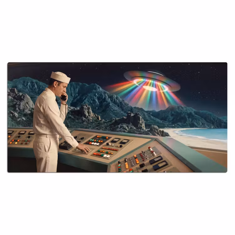 Desk Mat - Man - Control Room - Beach - Man - Controlekamer - Strand Muismat XXL klein